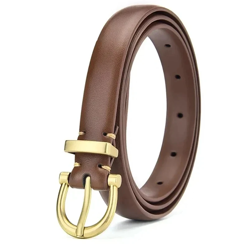 Women's Belt Trend Gold Buckle Belt Fashion Casual Versatile Thin Belt Soft PU Leather Belt Jeans Belt Gift for Mom Girlfriend