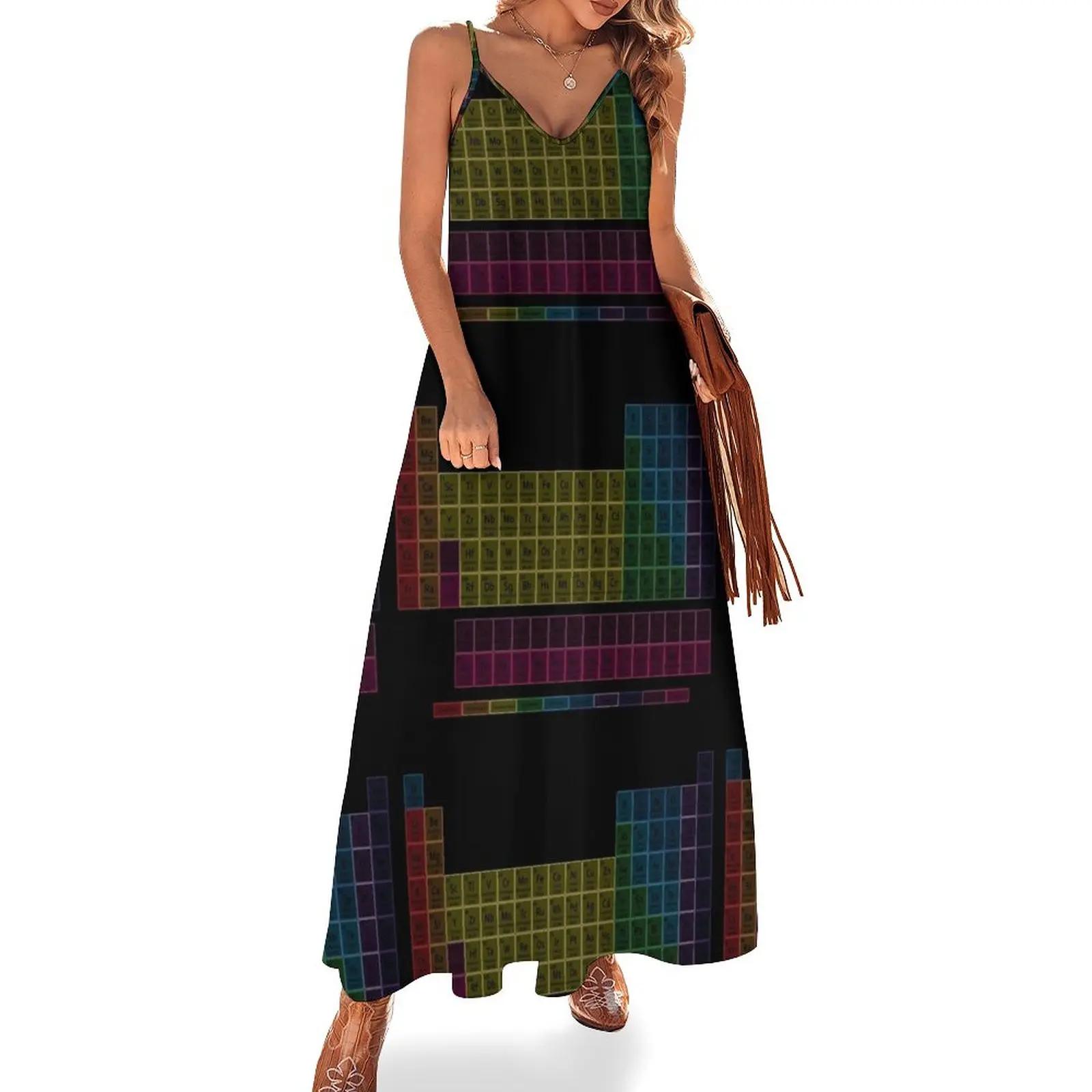 

Muted Colors Periodic Table Sleeveless Dress women clothing 2023 new arrivals elegant dress clothes for woman