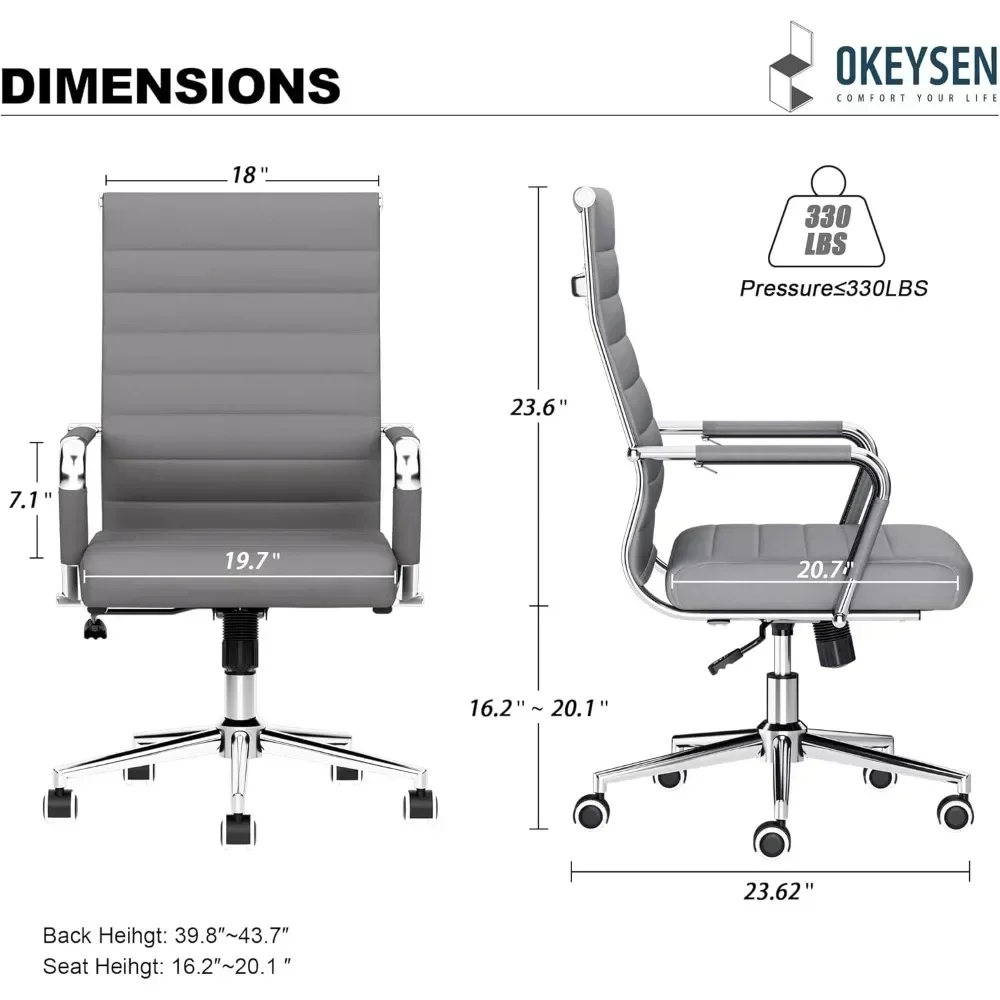 "contemporary ribbed swivel office chair with height adjustment for modern conference rooms"