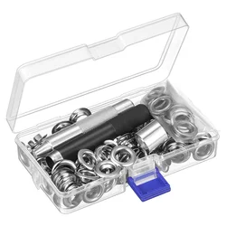 100 - Piece Grommet Tool Kit with Installation Tools and Storage Case for Fabric, Canvas, Curtains, and Leather (Silver 1 Set)