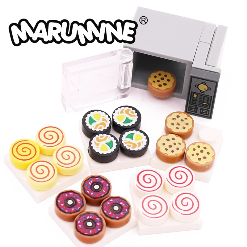 

Строительные блоки Marumine Mini Food, гамбургер, пицца, фри, торт, десерт, шоколадное печенье, детали для сборки из пластика