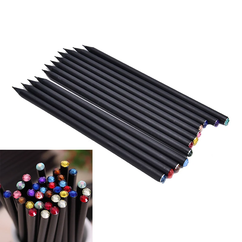 

Black Rod HB Pencil With Colorful Diamond School Painting Writing Pencil 2 pcs/set