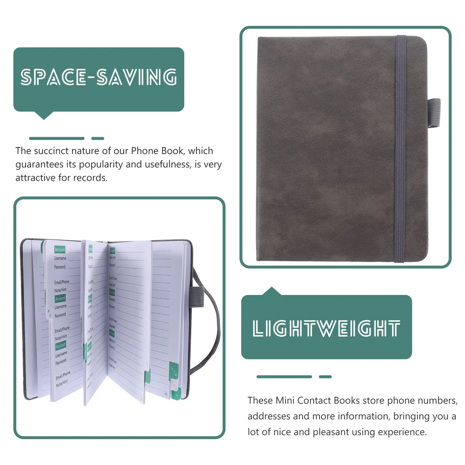 Book for Phone Numbers Mini Small Hardcover Office Address Organizer Portable Faux Pu