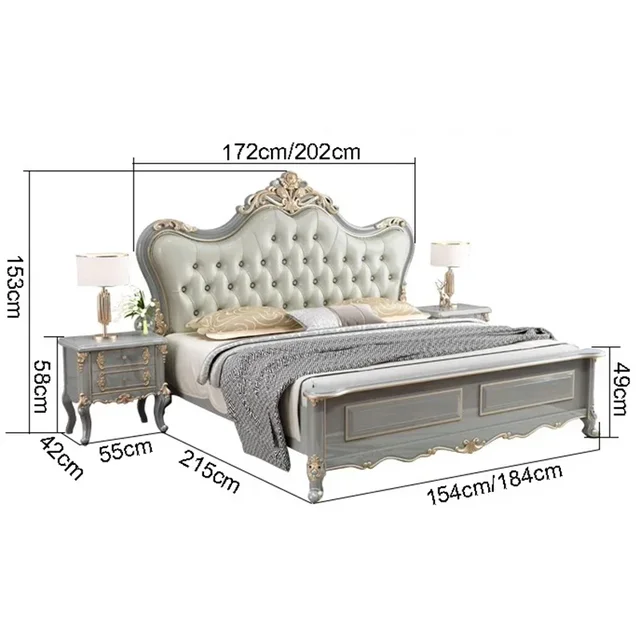 Vintage Modern Bed Multifonction Nordic Unique Queen French Bed Lounge Woode Headboard Camas Matrimonial Bedroom Furniture 4