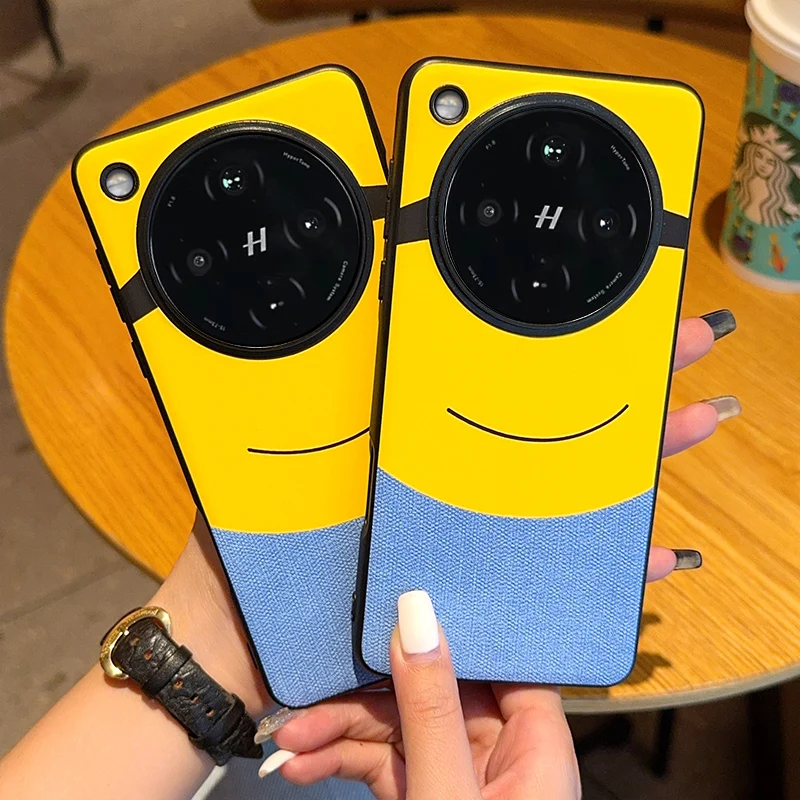 Large-Eye Yellow Pattern Leather Shockproof & Fingerprint-Resistant Phone Case
