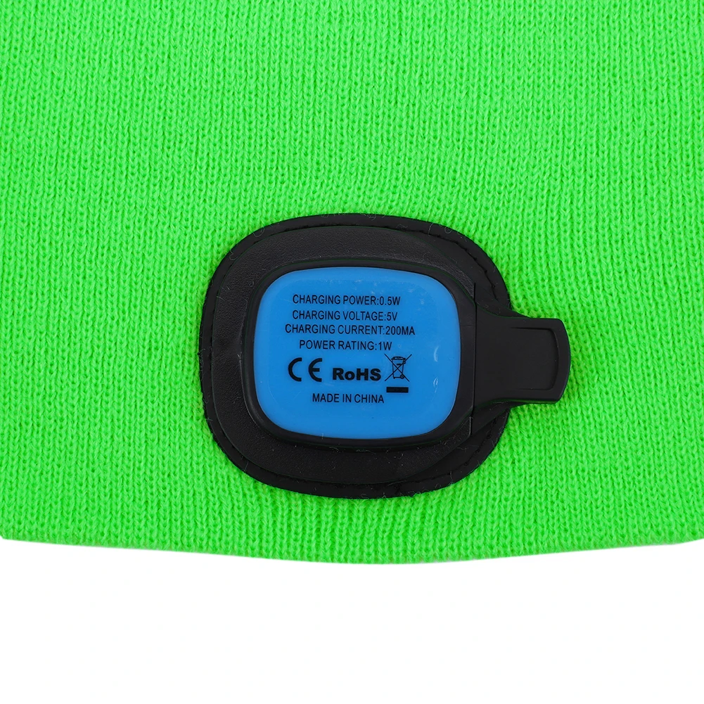 USB Rechargeable Unisex Knitted Hat with 3 Brightness Levels 4 LED Head Flashlight Hands Free Cap Gifts for Dad
