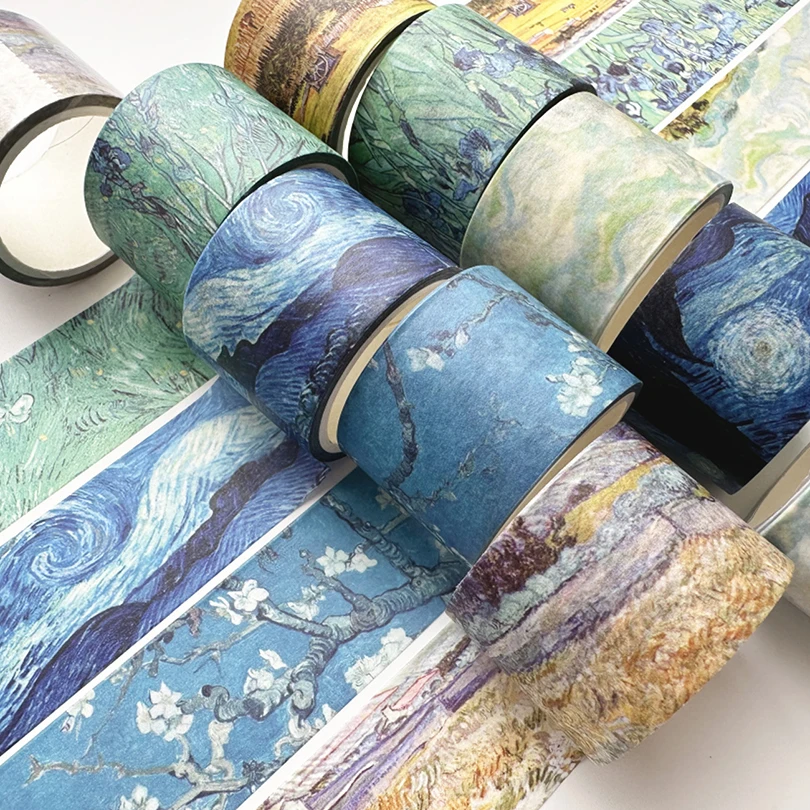 Retro Washi Tape Scrapbooking Supplies Washitape Oil Painting Style Decorative Adhesive Tape Journal Stationery Masking Tape 5