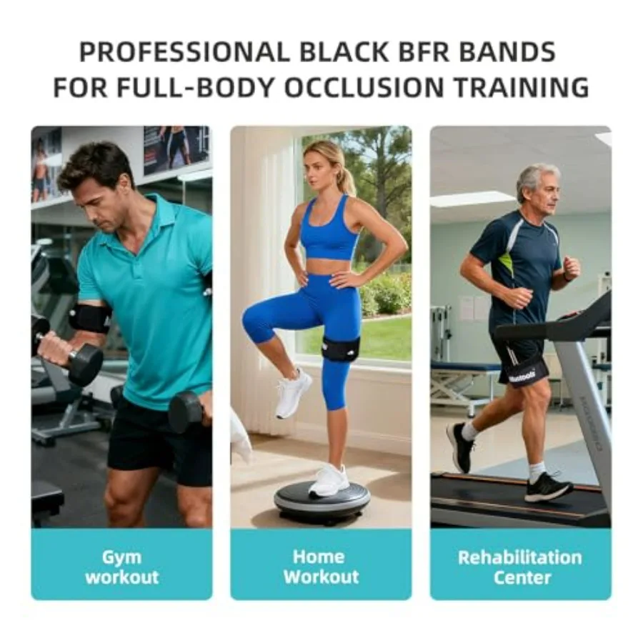 Blood Flow Restriction Bands 4 Pack Set with Pressure Gauge, Professional Grade Arms, Legs Occlusion Bands for Men Women Glutes