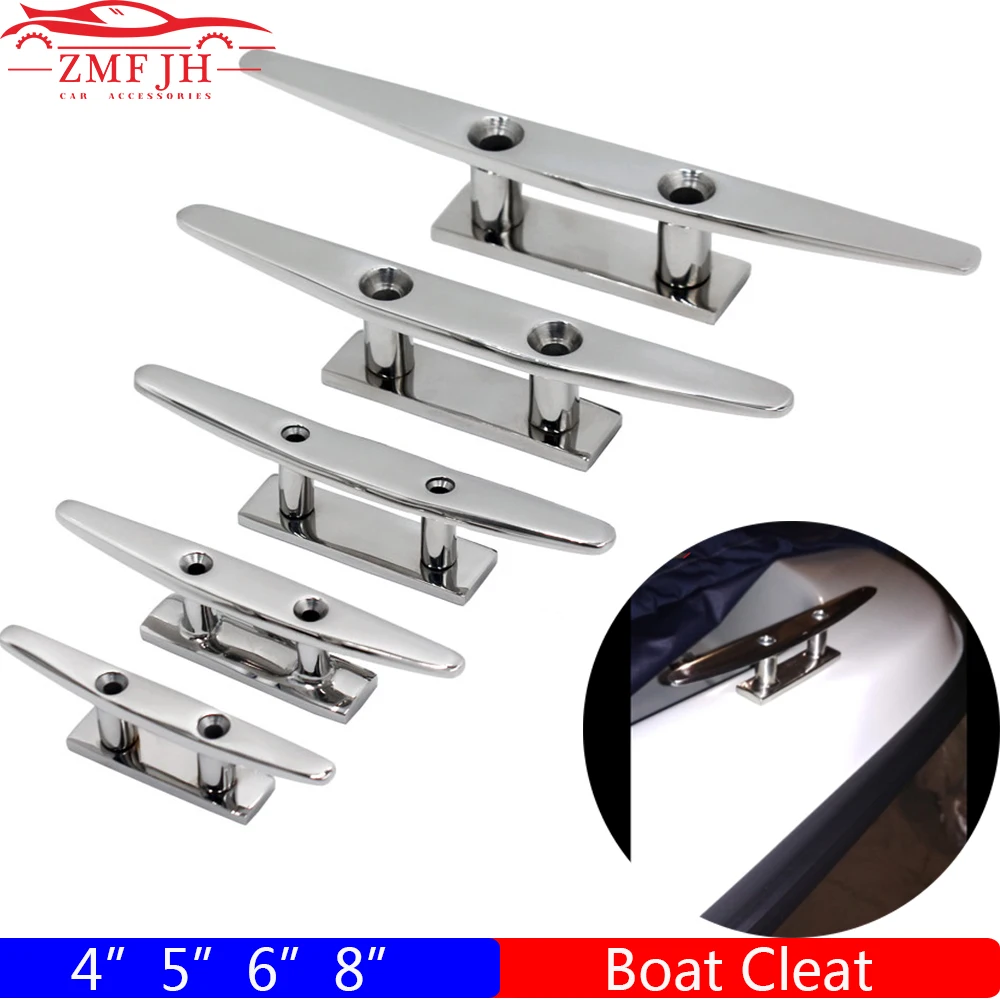 

316 Stainless Steel Boat Cleat Low Flat Cleat 4" 5" 6" 8" Polished Surface Combo Mooring Cleats for Boat Accessories Heavy Duty