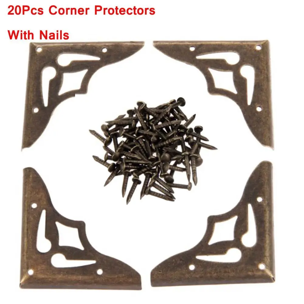 Antique 20Pcs Wooden Case Furniture Metal Craft Jewelry Box Decorative Corner Foot Corner Bracket Corner Protector