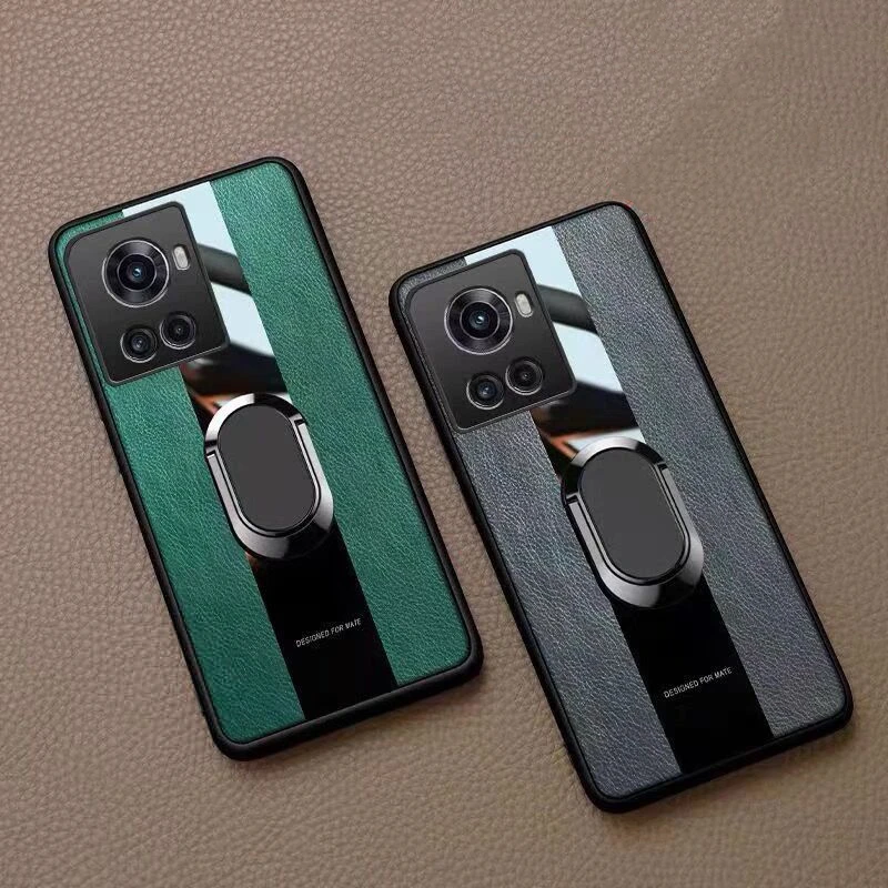 Stylish Luxury Leather Magnetic Holder Phone Cover with Camera Protection and Shockproof Bumper