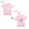 Kid Fashion Paillette T-Shirt Children Girls Change Color Sequins Cartoon Toddler Short Sleeve Flash Summer Clothes for 1-8Y 1