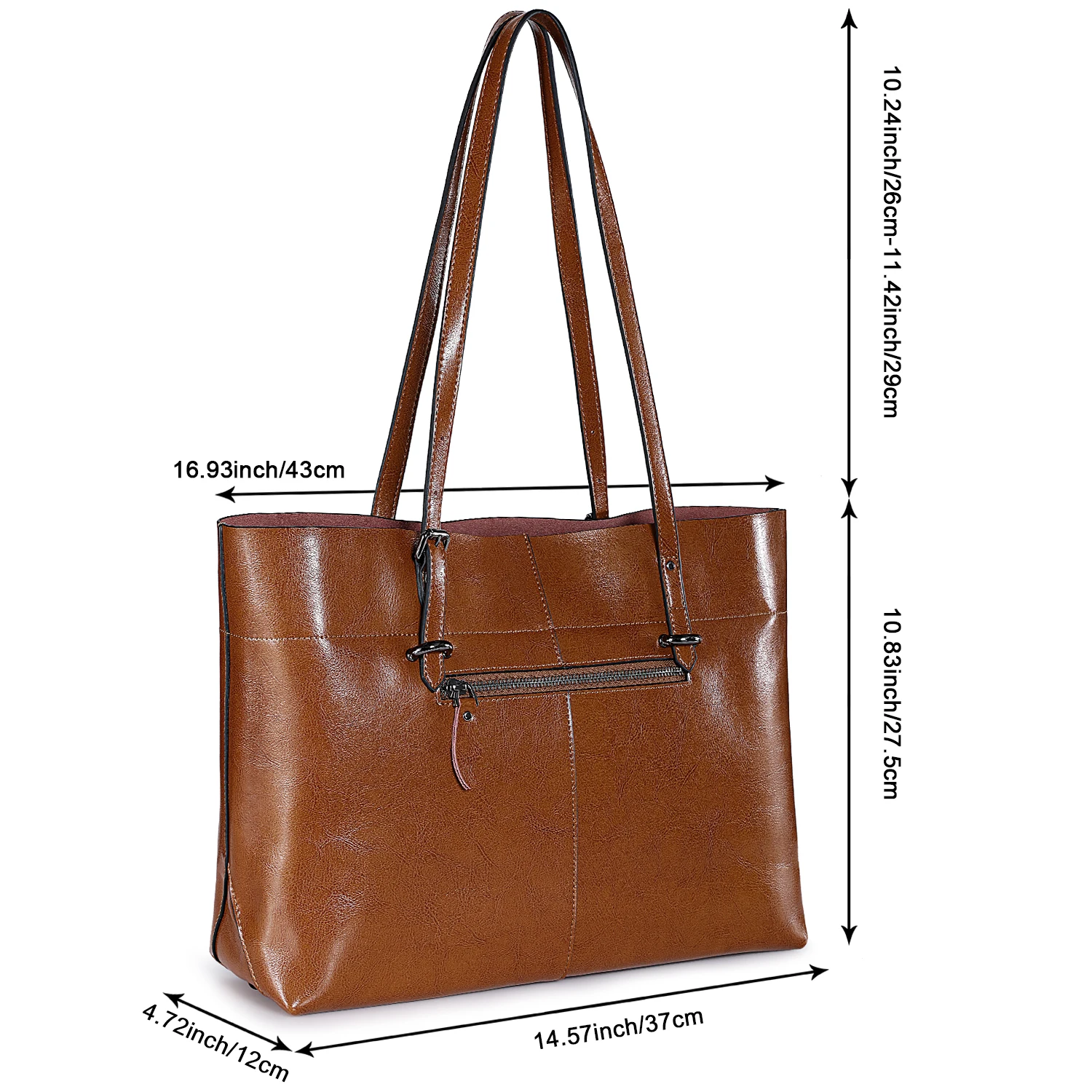 S-ZONE Frauen Vintage Echtem Leder Tote Schulter Tasche Handtasche