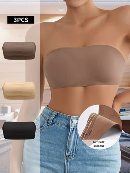 1Pc/3Pcs/Pack New Design Removable Padded Soft Ice Silk Traceless Women Wire Free Seamless Bra For Women Strapless Bra 1