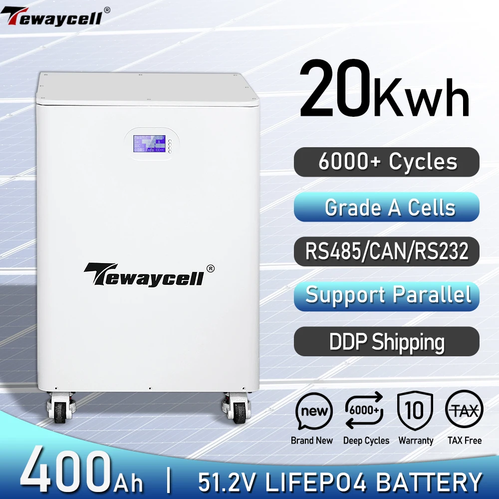 Батарея Tewaycell 51,2 Ач 20 кВтч 48 В Lifepo4 6000 В Powerwall + циклы RS485 CAN 16S BMS Mobile ESS солнечная система без НАЛОГА