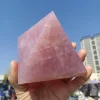 Natural Pink Quartz Pyramid, Cherry Pink Quartz Crystal Pyramid, Mineral Reiki Healing Stone, Energy Tower 4
