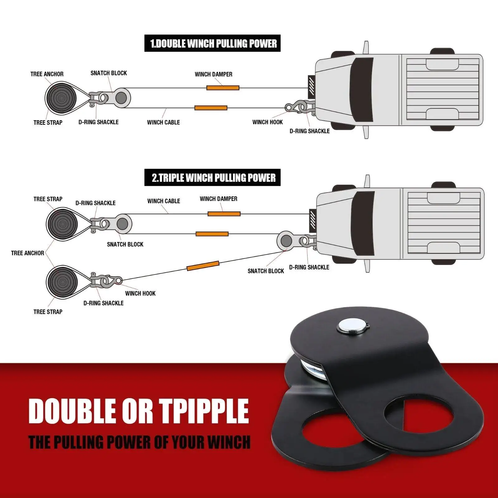 X-BULL Winch Recovery Kit 13PCS Recovery tracks /Snatch Strap Off Road for X4