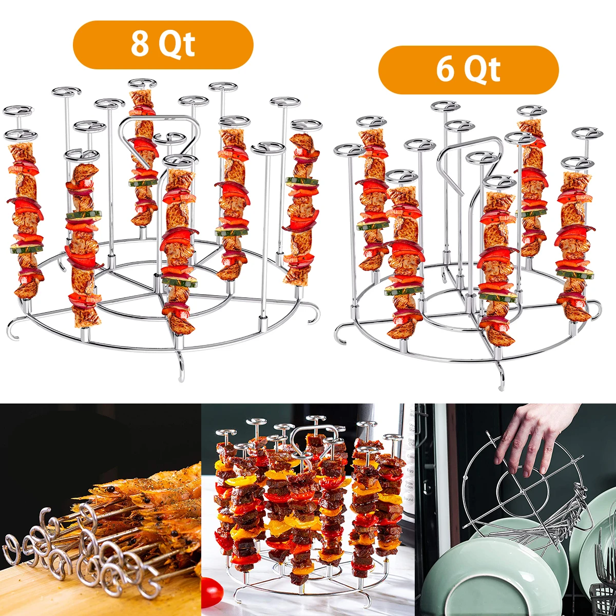 Air Fryer Rack Skewer Stand Compatible with Ninja Foodi Pressure