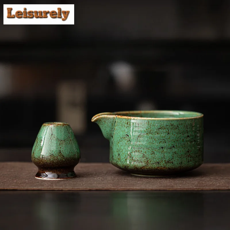 Japanese Style Charming Matcha Bowl Flowing Color Ceramic Tea Whisk Stand Set Accessories Imitation Song Dynasty Craft Supplies