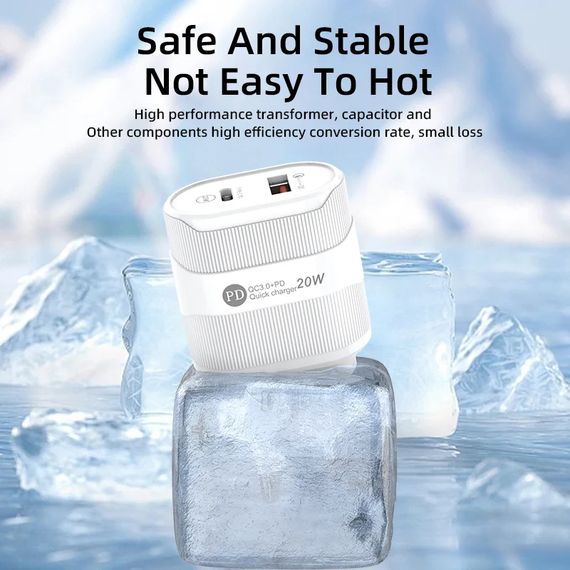 PD 20W USB Charger Dual Port Type C Fast Charging Wall Charger For iPhone 15 14 13 Samsung Xiaomi Portable Phone Adapter