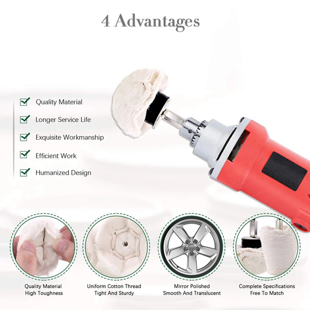 7Pcs Wear Resistant Buffing Wheel Mushroom T-Shaped Wheel Grinding Head Shank Lint Polishing Wheel for Wood Metal Glass 4