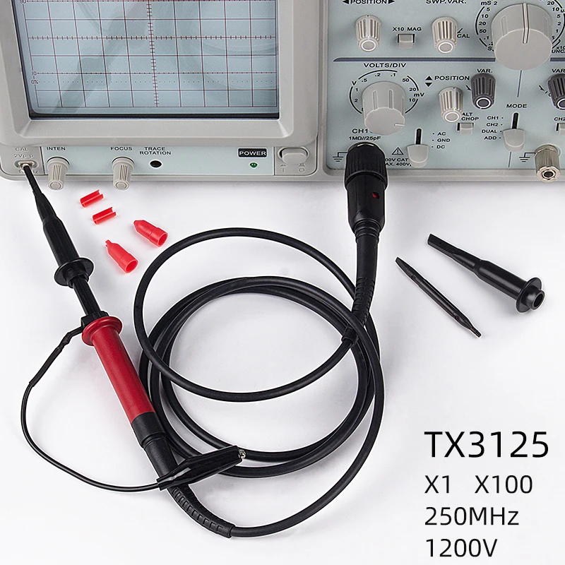 250Mhz 1200V X1 X100 Sonda Per Oscilloscopio Di Alta Qualità 100Mhz 300Mhz Sonde Di Prova Osciloscopio Per Hantek Osciloscopio Tx3125 P7300