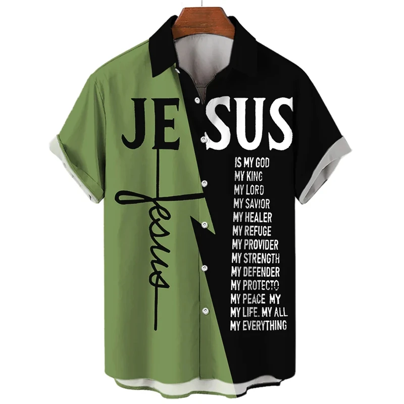 God Jesus 3D Printed Casual Shirts For Men Clothes Fashion Knights Templar Graphic Blouses Streetwear Lapel Blouse Short Sleeve 5