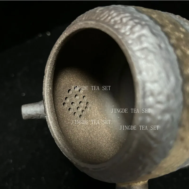 200ml Japanese Gilt Iron-glazed Teapot Solid Wood Handle Filter Tea Pot Retro Pottery Tea Maker Chinese Tea Set Accessories