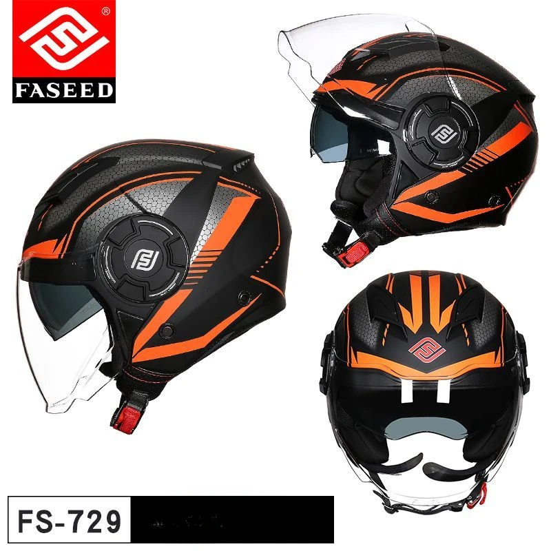 thumbnail image 1 of Casco de motocicleta FASEED de cara abierta con doble lente, medio casco, certificación DOT ECE para hombre y mujer, casco de motocicleta Cascos para motos, 1 of 5