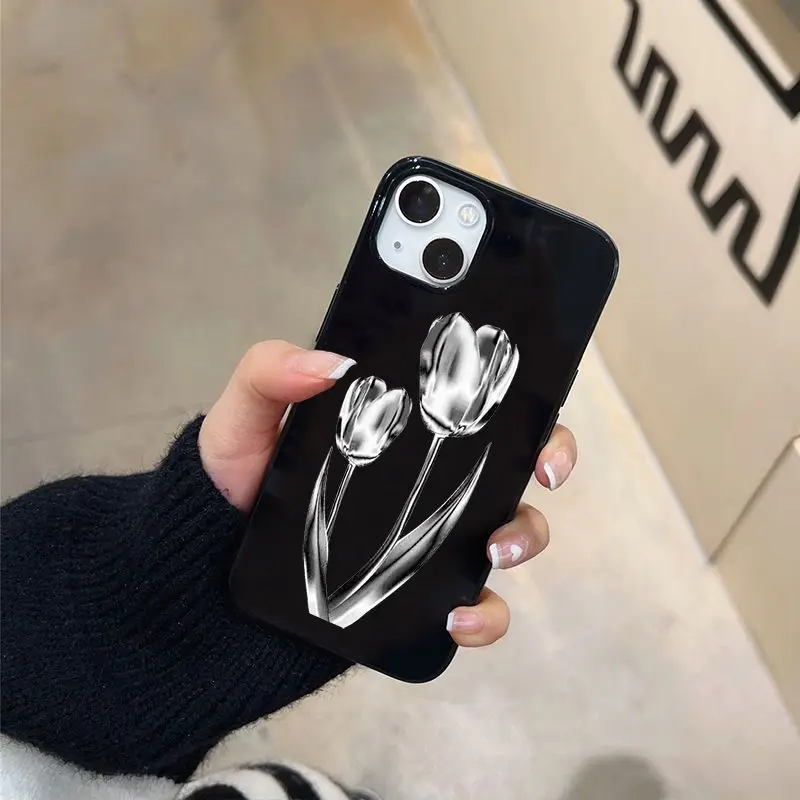 Cool Art Flowers Black iPhone Case