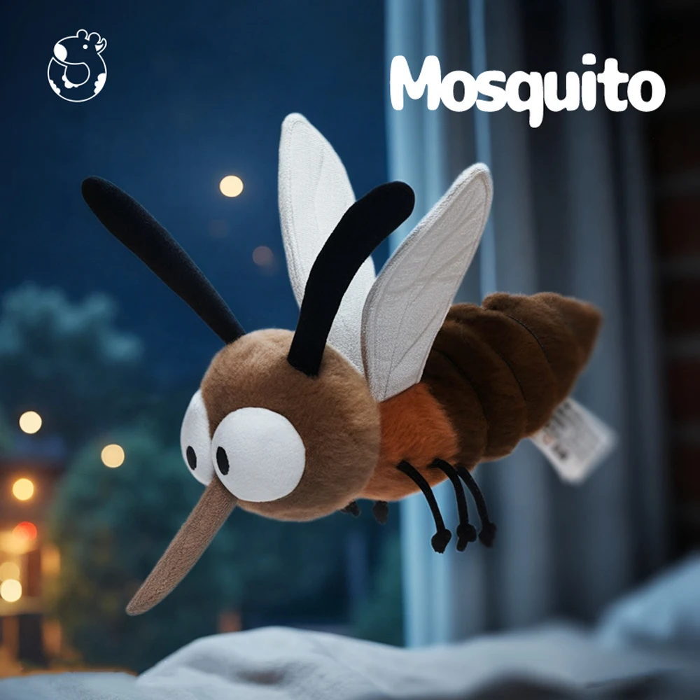 25cm Summer Mosquito Plush Toy Cute Stuffed Bug with Angry Face Fluffy Doll Room Decor Children's Birthday Gift