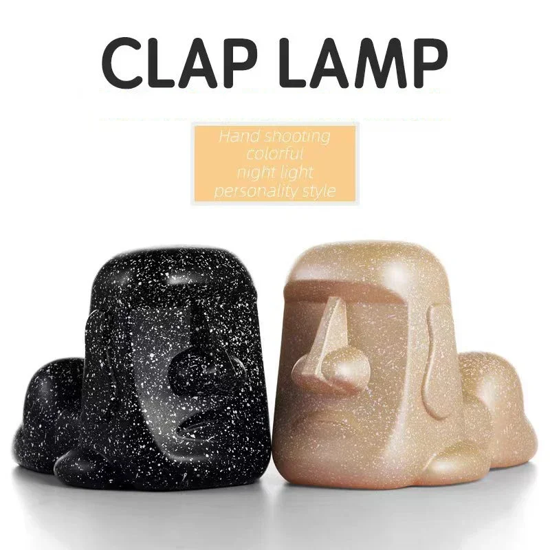 

colorful discoloration induction decoration light Easter Island stone statue man night light mobile phone bracket shooting light