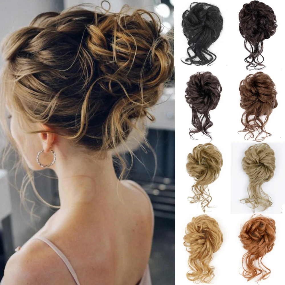 

AZQUEEN Synthetic Curly Hair Chignon Donut Bun Brown Blonde Bun Heat Resistant High Temperature Fiber Silk For Women Wig Chignon