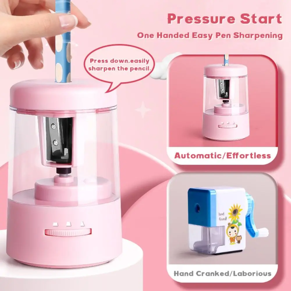 세 가지 기어 조절 가능한 전동 연필깎이 USB&배터리 이중 전원 공급 자동 연필깎이 연필깎이 도구
