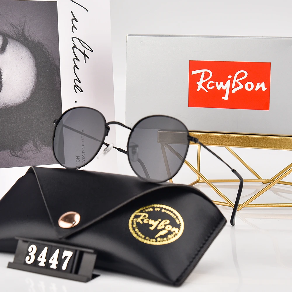 

Rayi Bon Round Retro Sunglasses Men Round Vintage Glasses for Men/Women Luxury Eyewear Men Metal Lunette Soleil Homme UV400