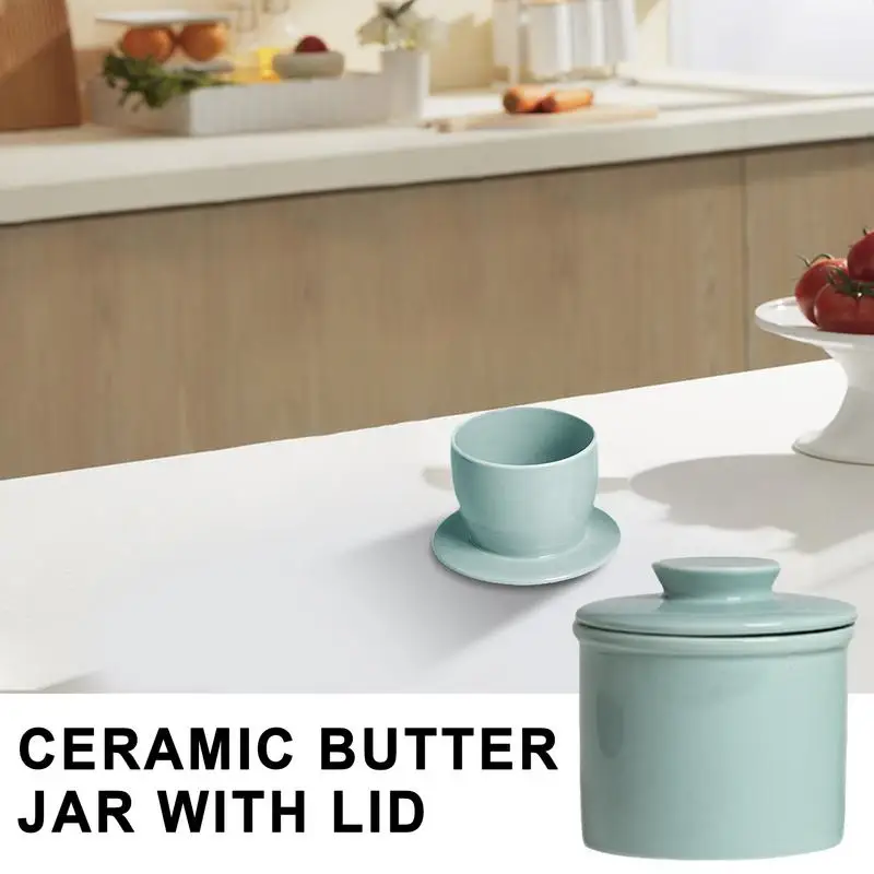 Butter Dish Crock With Lid Modern Round Ceramic Butter Holding Plates Spreadable Porcelain Keeper Cheese Storage Container