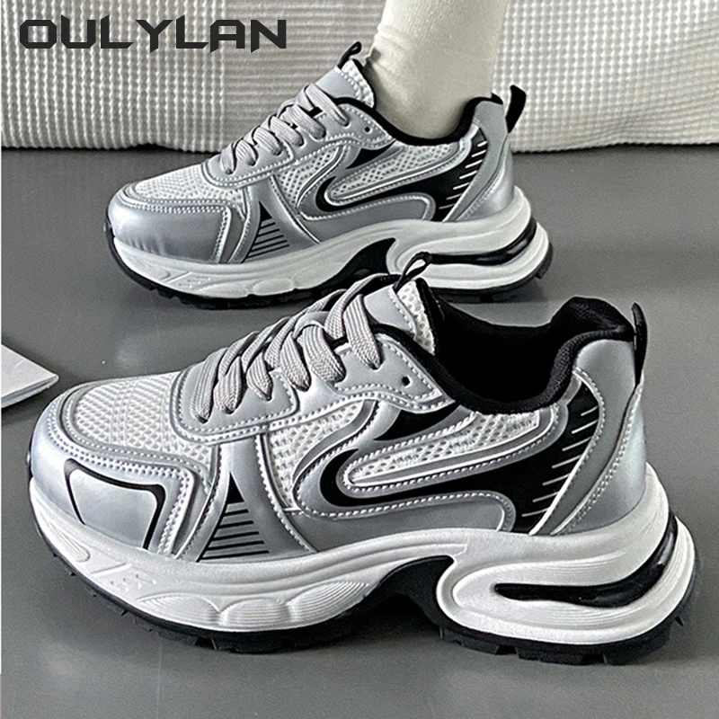 Fitness vulcanize shoes thick sole female sports running women's chunky sneakers spring casual ladies
