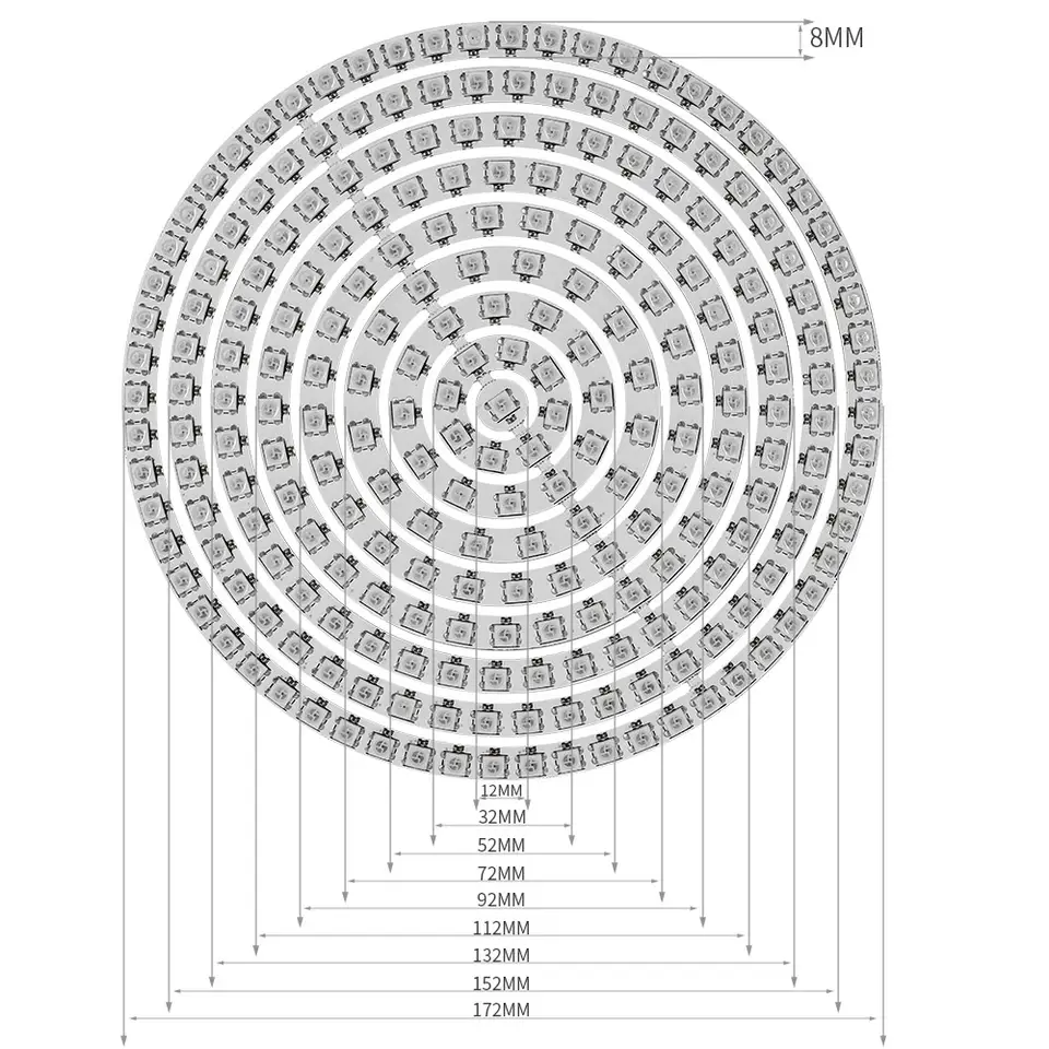 1-10PCS WS2812B Addressable LED Ring 8 16 24 35 45 241LEDS WS2812 5050 Built-in RGBIC Round Modules Light Lamp Smart Development image 4
