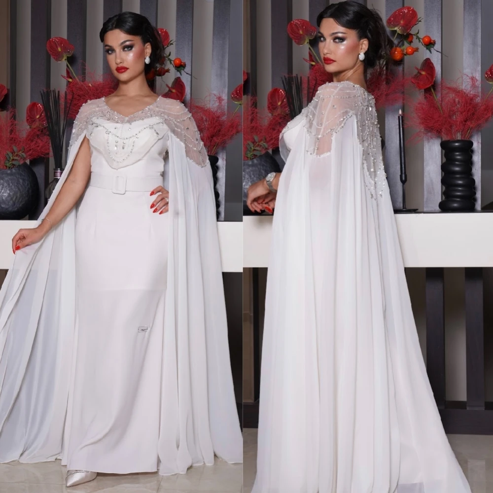 Prom Dress Saudi Arabia Prom Dress Satin Beading Cocktail Party A-line O-Neck Bespoke Occasion Dress Floor Length