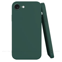 Original Liquid Silicone Shockproof Phone Bumper - Soft TPU Case Cover - iPhone SE 2022 (Black Green)