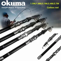 OKUMA New Carbon Rock Rod 1.5M/1.8M/2.1M/2.4M/2.7M Ceramic Guide Ring Water Drop Spinning Wheel Fishing Rod