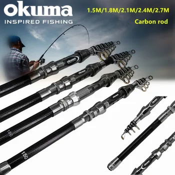 OKUMA New Carbon Rock Rod 1.5M/1.8M/2.1M/2.4M/2.7M Ceramic Guide Ring Water Drop Spinning Wheel Fishing Rod
