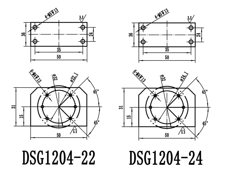 Kugelumlaufspindel Mutter Gehäuse DSG12H DSG16H DSG20H DSG25/32/40H BSG1616H Fit für SFU1605 SFU2005 Halterung CNC Teile Aluminium Legierung – Detail 5
