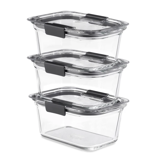 Rubbermaid Brilliance 3-Pack Glass Food Storage Containers, 4.7