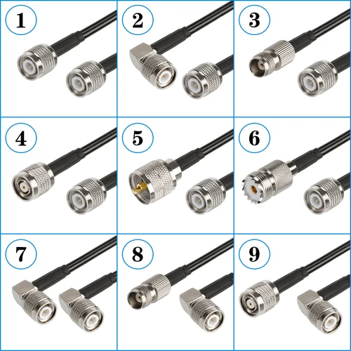 TNC 수-UHF 수 암 커넥터 동축 케이블, 피그테일 동축 케이블, UHF-TNC-UHF 수 케이블 라인, RG58, 0.3m-30m 4