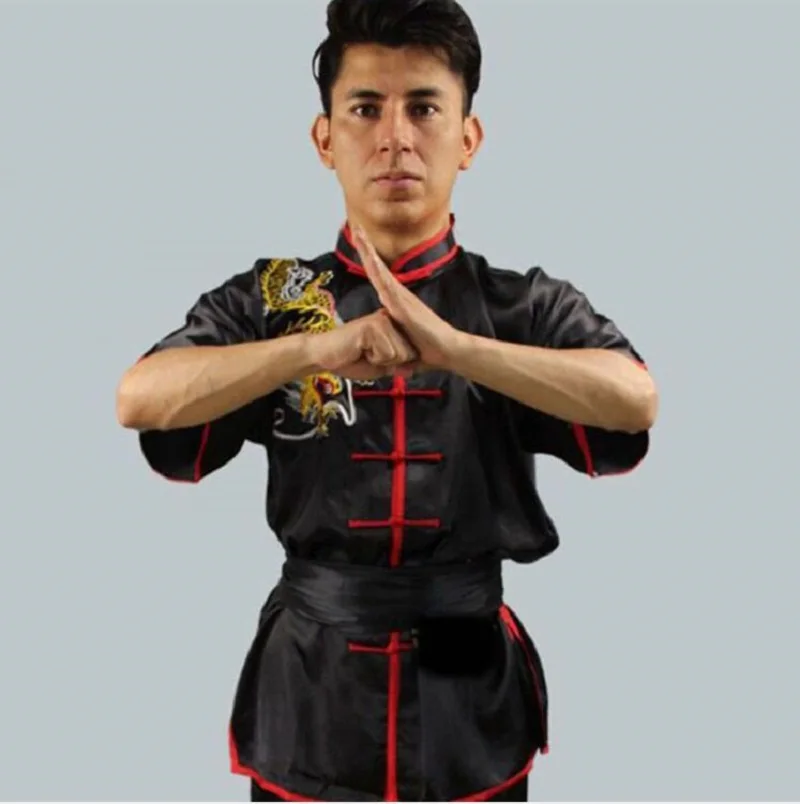 Chinese Style Men Women Embroidered Dragon Tai chi Wushu Uniform Kung Fu Suit Outdoor Sport Jacket Pants Sets New