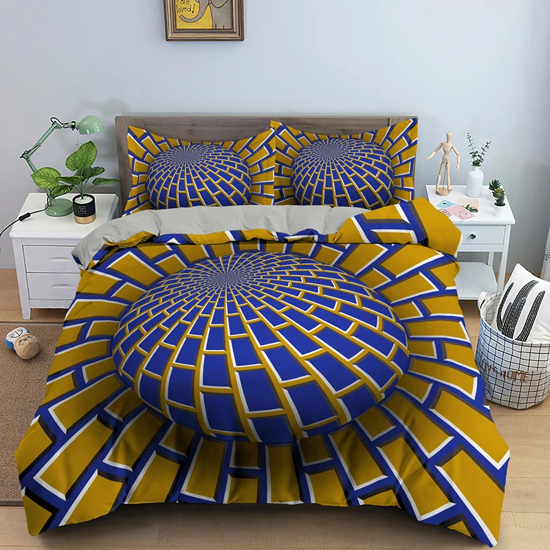 

3D Abstract Geometric Bedding Set Twin Queen Psychedelic Spiral Swirl Duvet Cover Microfiber Print Comforter Cover Pillowcases