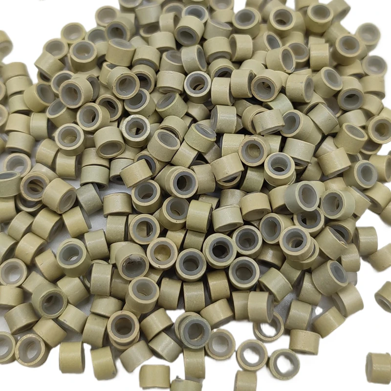 100 шт. Мікрокільця з силіконовою підкладкою для нарощеного волосся 5*3*3 мм Алюмінієві кільця Намистини для волосся Перукарські аксесуари