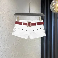 Sexy American Y2K Short Shorts Women's Low Waist Denim A- Line Mini Skirt Design Rivet Slimming Hot Shorts Cotton Blend Fabric
