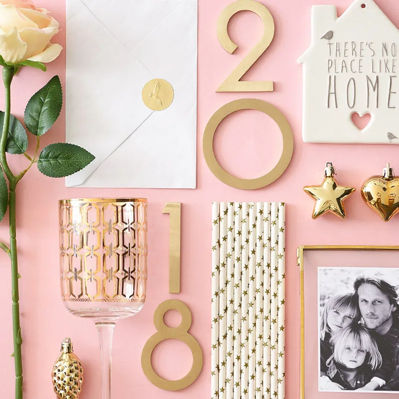 Números de Parede de Latão Dourado para Casa Sinais Decorativos Símbolos Personalizados Número a 5cm 8cm